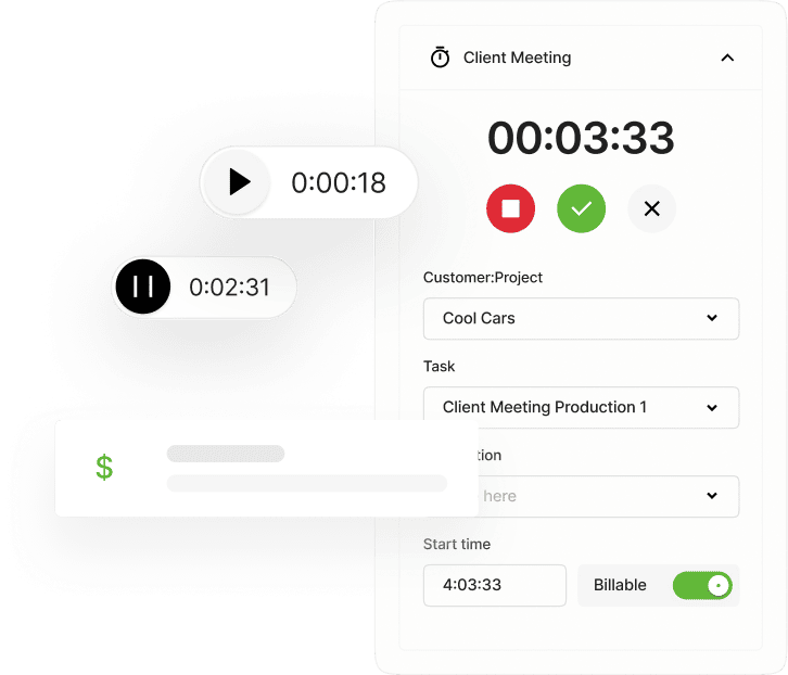 Track time by project and task on any device with accurate, hassle-free timesheets